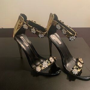 Cape Robbin Gold and Black Floral Heels